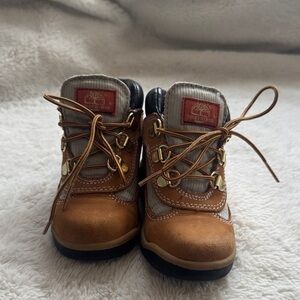 Timberland Kids Tan and Gray Field Boots